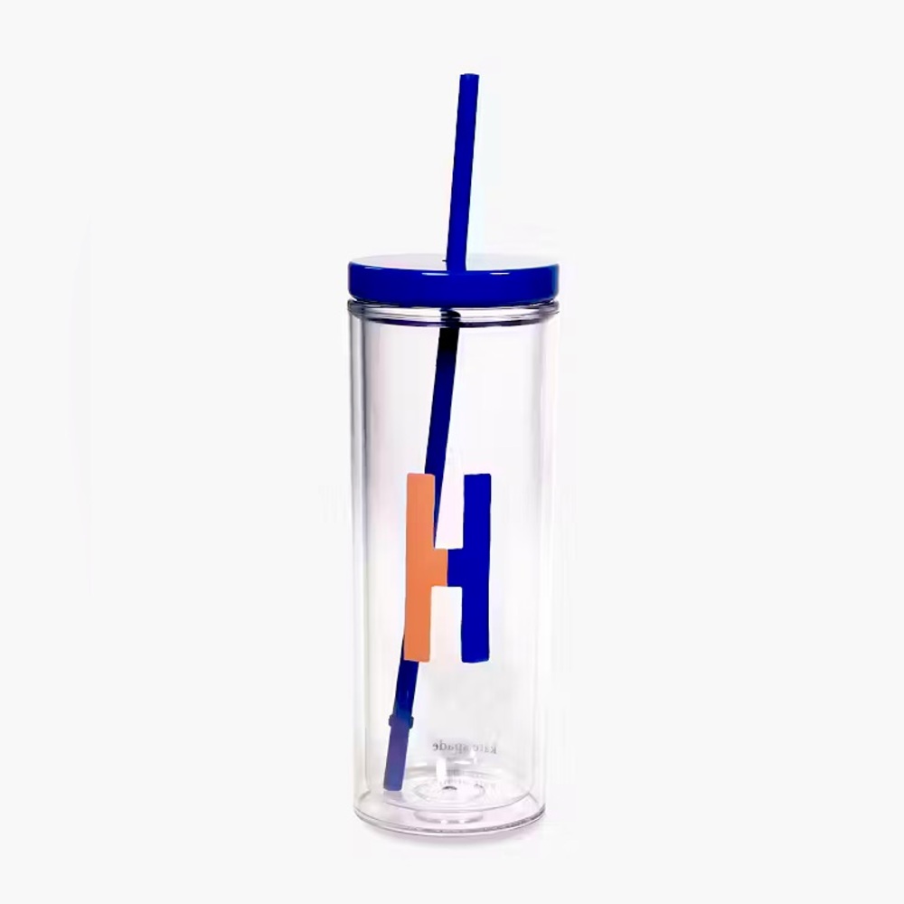 ⚡️15 Kate Spade New York “H” 20-ounce insulated initial tumbler reusable straw